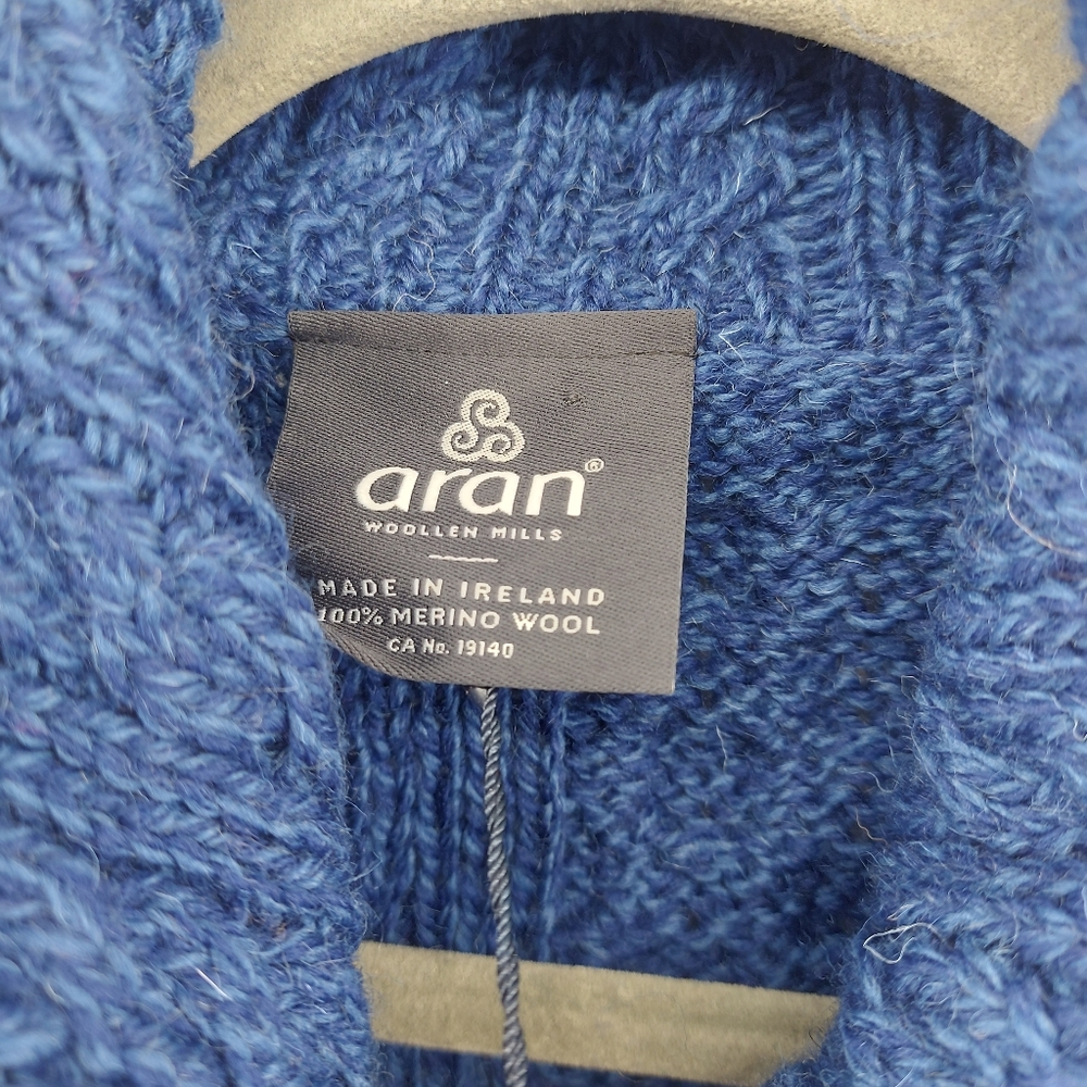 ARAN Woolen Mills PATCHWORK CARDIGAN WITH COLLAR - Picture 11 of 13